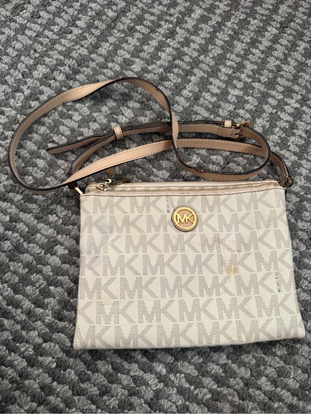 Michael Kors Beige and Brown Signature Crossbody Bag